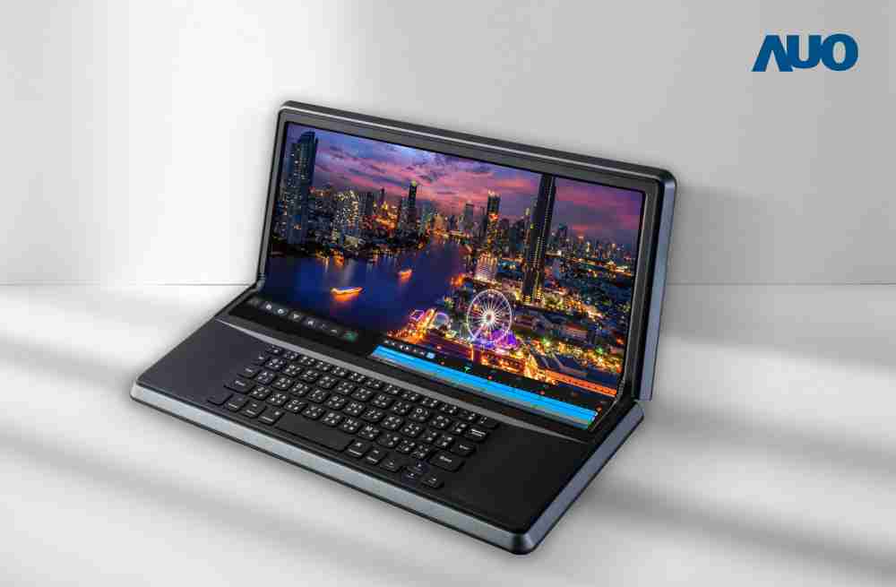 PG国际14.6吋Micro LED折迭显示屏幕，，，，搭配半径4mm的弯折绞炼，，以及高画素、、、、高亮度、、高对比度的显示技术特点，，即便在大视角下仍保有绝佳色相与亮度